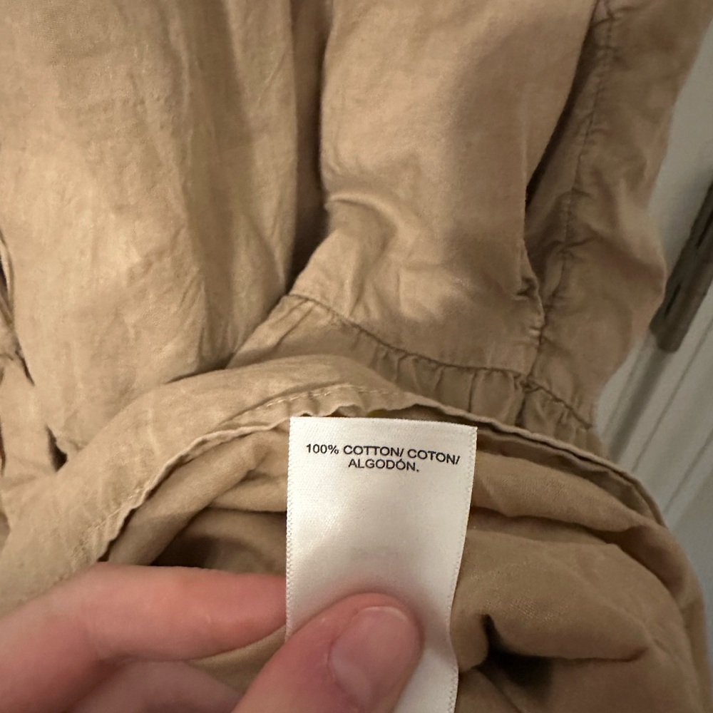 PRICE DROP Lucky Brand Poplin Shoulder Cinched Mini Dress Dull Gold Size S - Picture 6 of 8